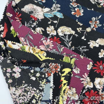 Impressão floral de spandex de poliéster leve Crepe